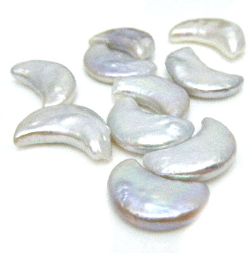 White Undrilled Crescent Moon Pearls